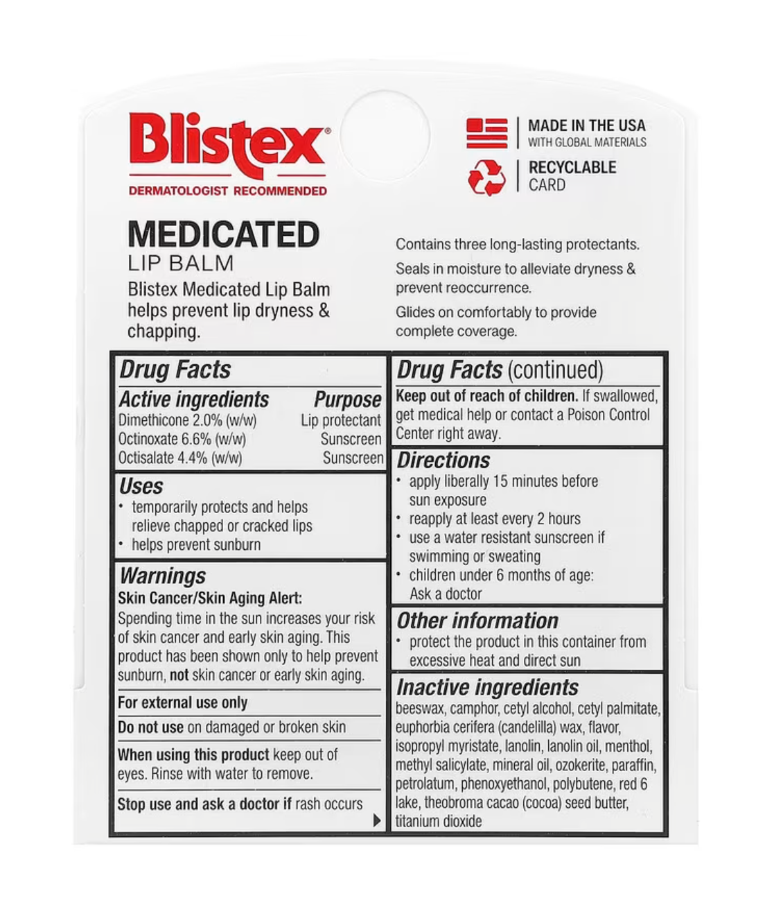 Blistex, Medicated Lip Balm, Lip Protectant/Sunscreen, SPF 15, 0.15 oz (4.25 g)