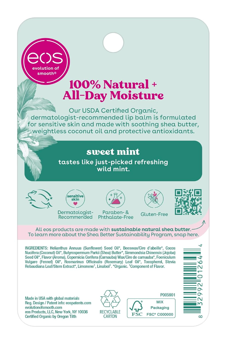 eos Organic Lip Balm Sticks โ Sweet Mint (2-Pack)