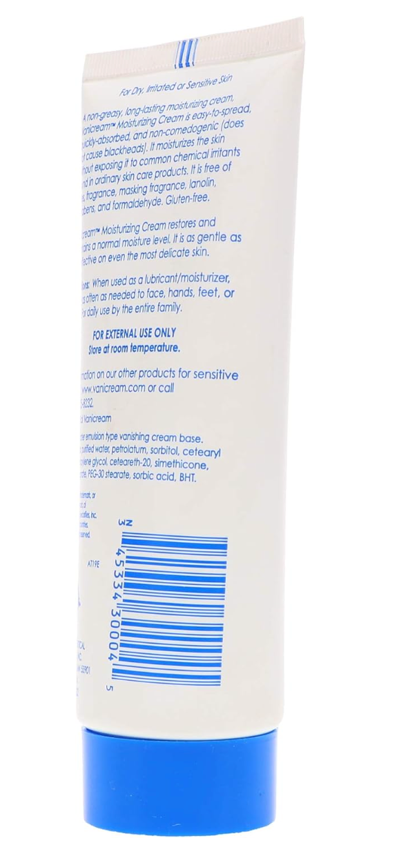 Vanicream Moisturizing Skin Cream Tube 4oz – Gentle Formula for Sensitive Skin, Fragrance-Free