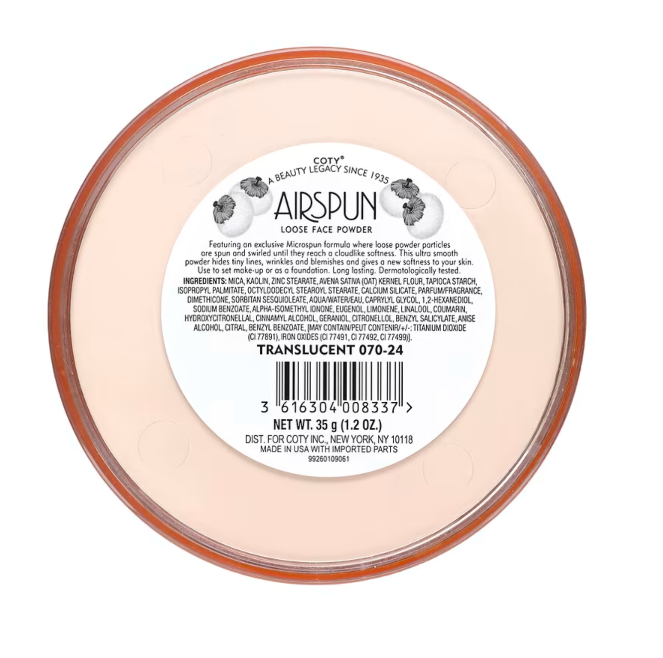 Airspun, Loose Face Powder, Translucent 070-24, 1.2 oz (35g), TALC- FREE FORMULA