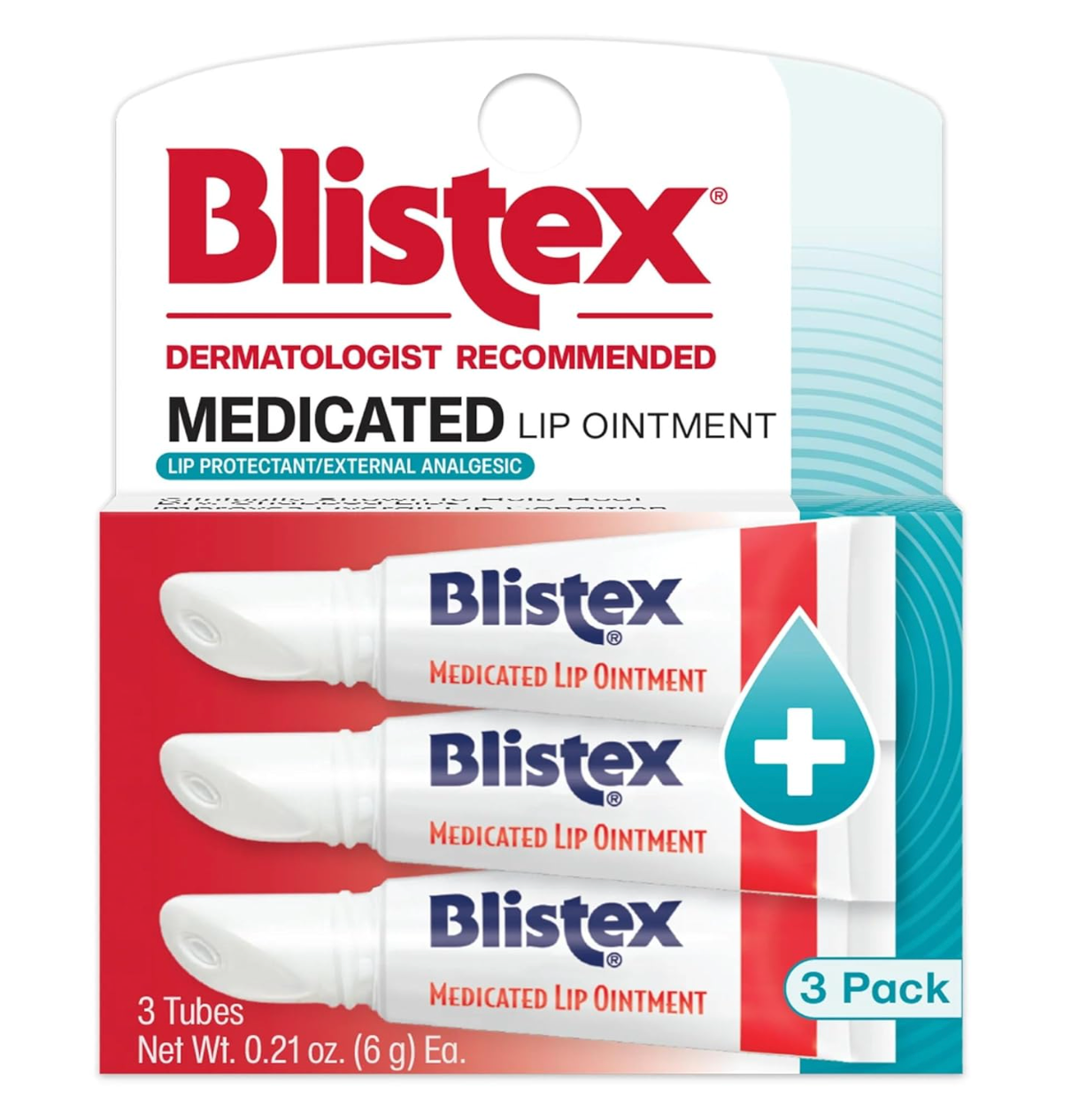 Blistex,Medicated Lip Ointment,Cold Sores Dry Chapped Lips, 6g each , 3 TUBES