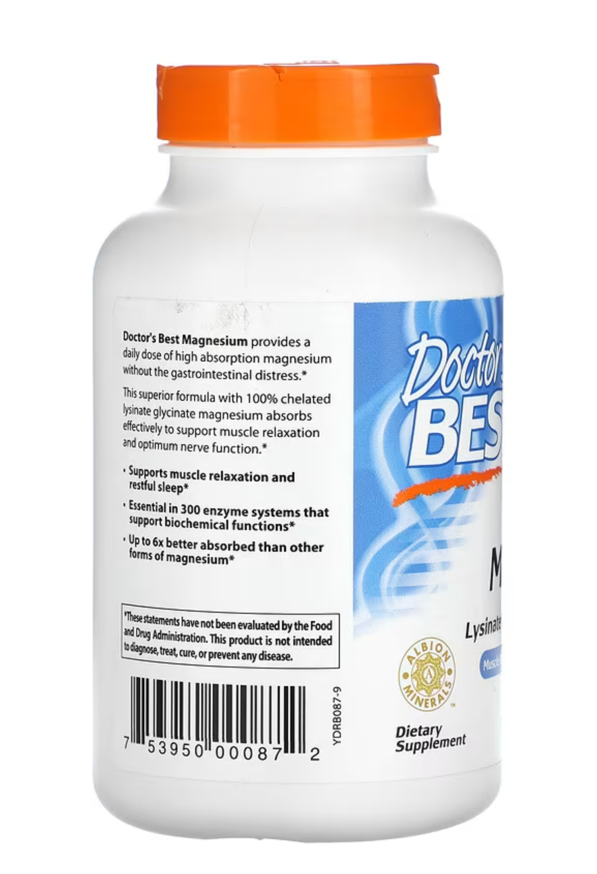 Doctor's Best High Absorption Magnesium 100mg 100% Chelated 240 Tablets