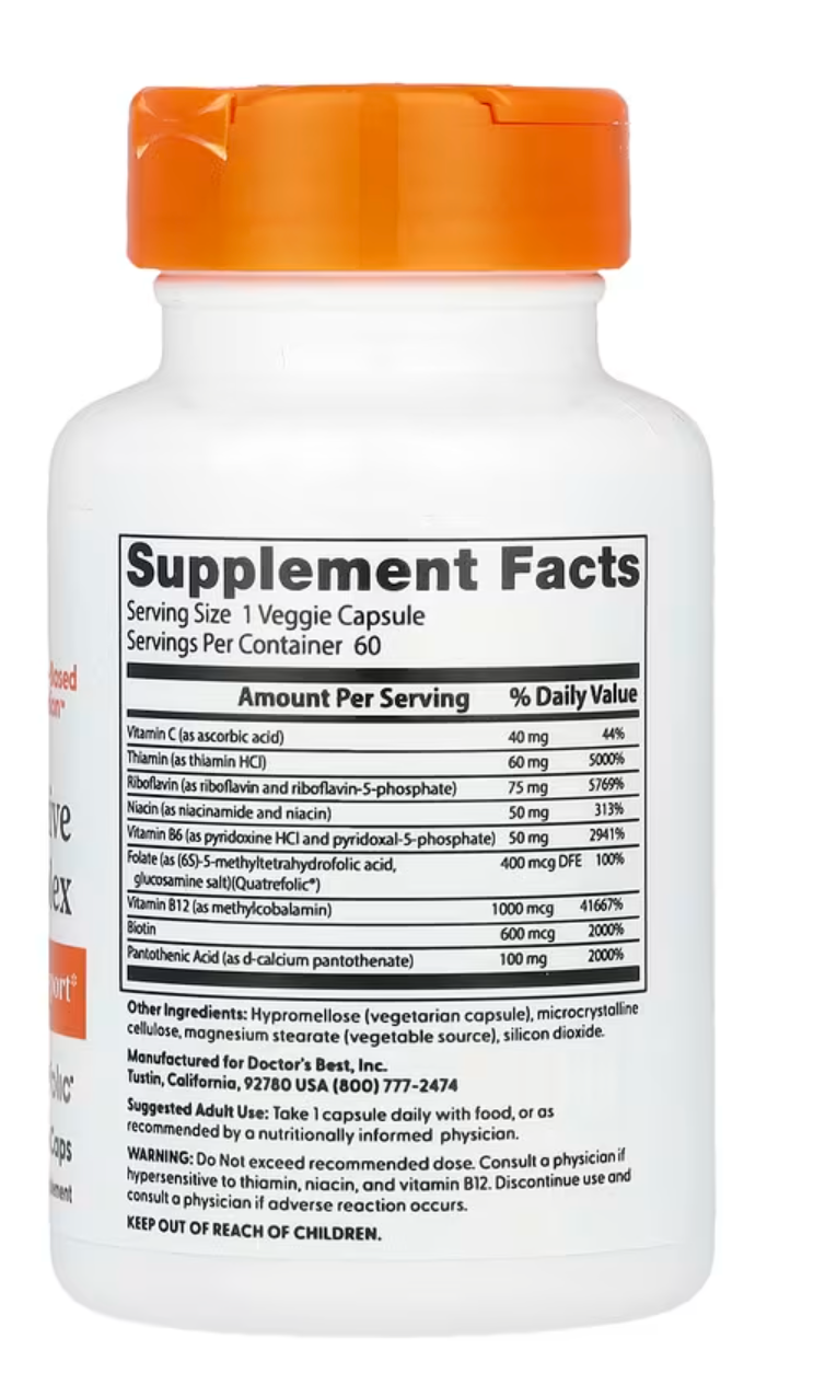 Doctor's Best Fully Active Vitamin B Complex 60 Veggie Caps for Energy Support