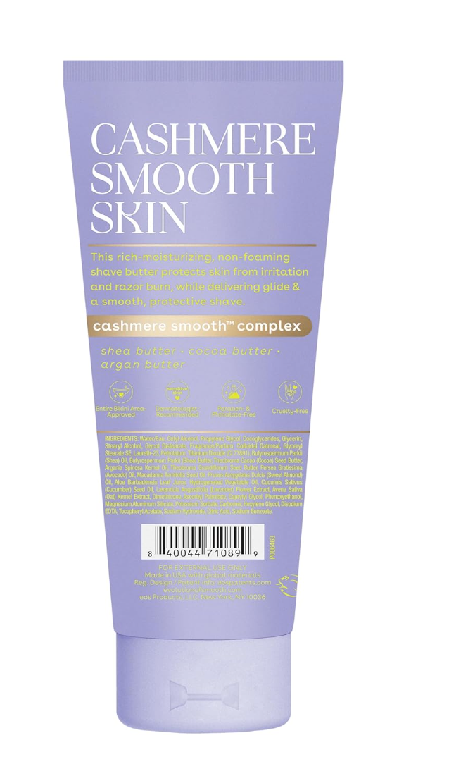 EOS Cashmere Skin Collection Shave Butter, Vanilla Cashmere Scented, Non-Foaming Shaving Cream, 7 fl oz