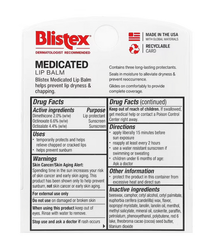 Blistex, Medicated Lip Balm, Lip Protectant/Sunscreen, SPF 15, 0.15 oz (4.25 g)