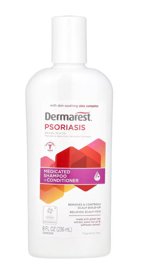 Dermarest, Psoriasis, Maximum Strength Medicated Shampoo + Conditioner, Fragrance Free, 8 fl oz (236 ml)