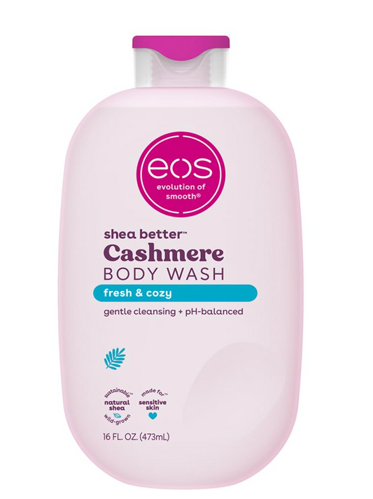eos Shea Better Cashmere Body Wash, Fresh & Cozy, Moisturizing and Nourishing, pH Balanced Creamy Gel Formula, Paraben & Phthalate Free, Sensitive Skin,16 fl oz