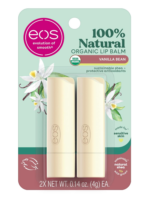 eos Organic Lip Balm Sticks – Vanilla Bean (2-Pack)