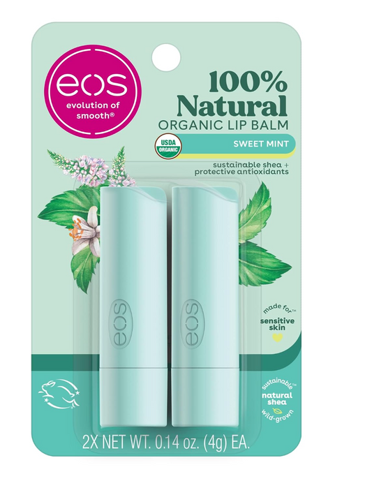 eos Organic Lip Balm Sticks – Sweet Mint (2-Pack)