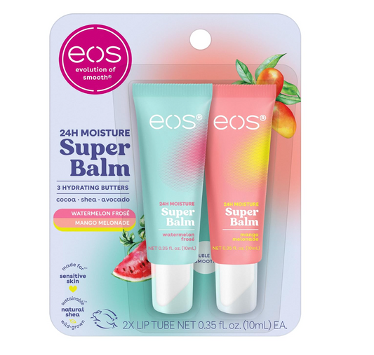 EOS 24H Moisture Super Balm, Watermelon Frosé & Mango Melonade, Lip Mask, 2-Pack, 0.35 fl oz