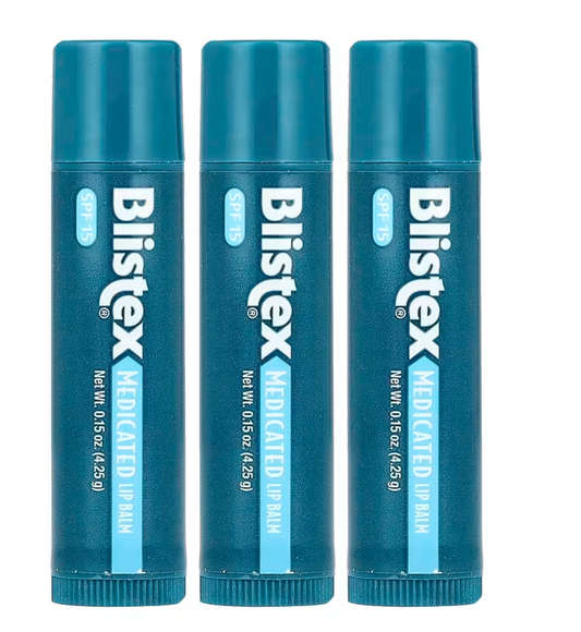 Blistex, Medicated Lip Balm, Protectant/Sunscreen, SPF 15, 3 Pack, 0.15 oz (4.25 g) Each