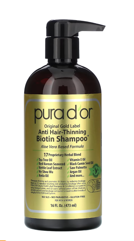 Pura D'or, Anti-Hair Thinning Shampoo, 16 fl oz (473 ml)