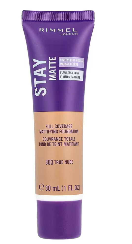 Rimmel London, Stay Matte, Full Coverage Mattifying Foundation, 303 True Nude, 1 fl oz (30 ml)