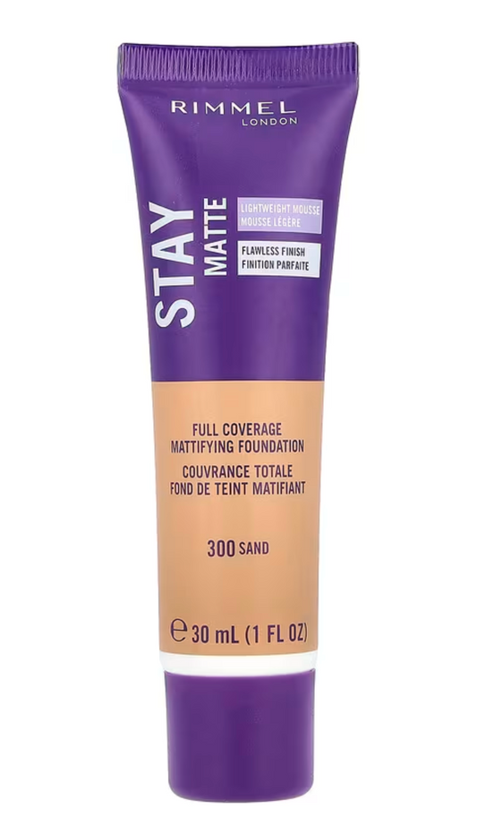 Rimmel London, Stay Matte, Full Coverage Mattifying Foundation, 300 Sand, 1 fl oz (30 ml)