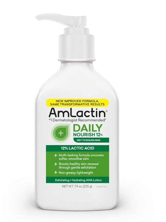 AmLactin Daily Moisturizing Lotion 7.9oz – 12% Lactic Acid Body Lotion for Dry, Rough Skin – Dermatologist Recommended