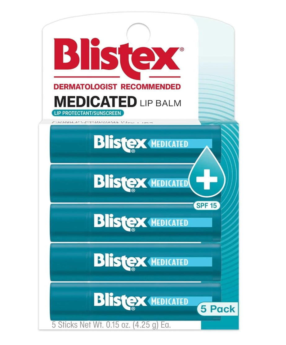 Blistex Medicated Lip Balm Sunscreen Dryness & Chapping, SPF 15, 5 Balm Pack