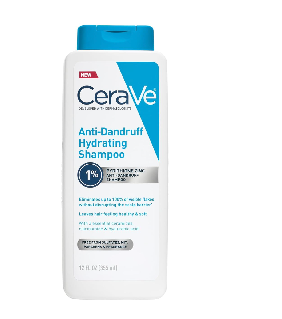 CeraVe Anti Dandruff Shampoo 1% Pyrithione Zinc, Hydrating, Ceramides & Niacinamide, 12oz