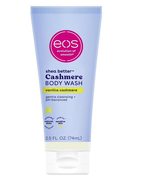 eos Travel Vanilla Cashmere Body Wash – Hydrating Mini Body Wash, 2.5 fl oz
