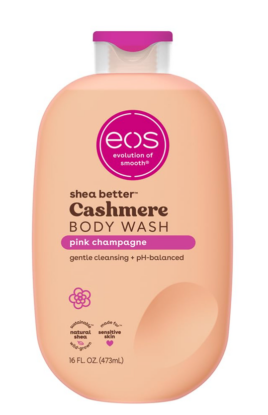 eos Shea Better Cashmere Body Wash, Pink Champagne, Moisturizing and Nourishing, pH Balanced Creamy Gel Formula, Paraben & Phthalate Free, Sensitive Skin,16 fl oz