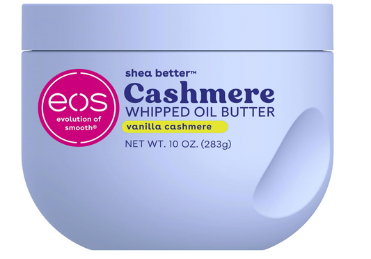 EOS Cashmere Whipped Oil Body Butter Vanilla 10oz – 72H Moisture, Dry Skin Relief, Deep Hydration