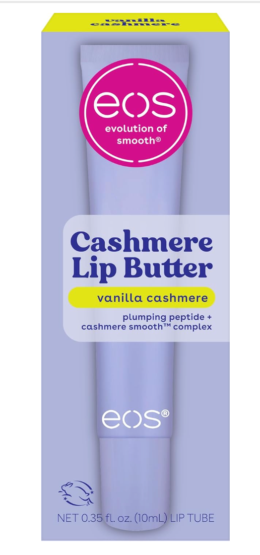 EOS Cashmere Lip Butter, Vanilla Cashmere, Plumping Peptides, 0.35 fl oz, Smooth Lips