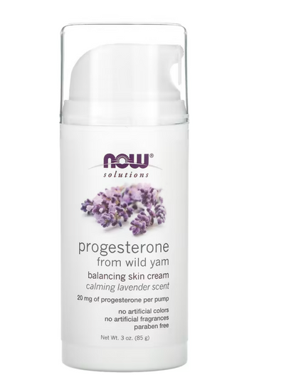 NOW Foods, Solutions, Progesterone from Wild Yam, Balancing Skin Cream, Calming Lavender, 3 oz (85 g)