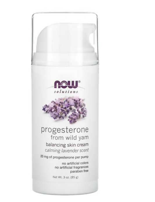 NOW Foods, Solutions, Progesterone from Wild Yam, Balancing Skin Cream, Calming Lavender, 3 oz (85 g)