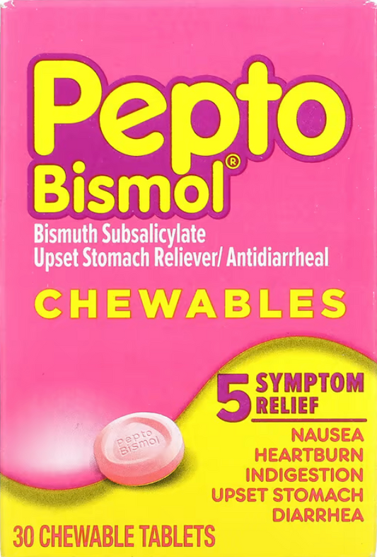 Pepto Bismol 30 Chewable Tablets, Nausea, Heartburn, Indigestion, Upset Stomach