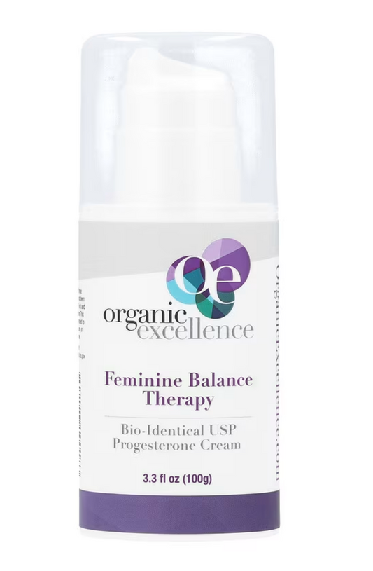 Organic Excellence, Feminine Balance Therapy, Bio-Identical USP Progesterone Cream, 3.3 fl oz (100 g)