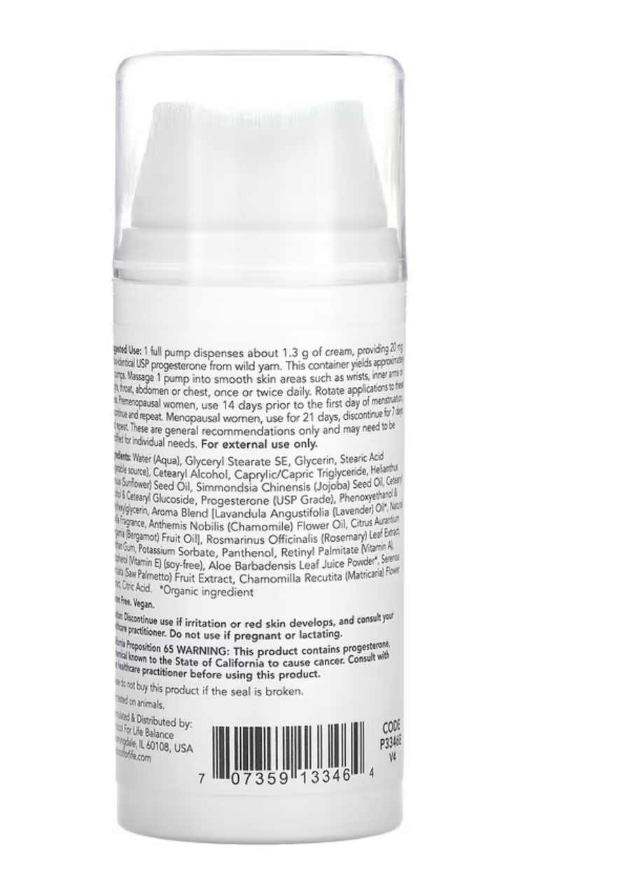 Protocol for Life Balance Progesterone Cream Wild Yam Lavender 3oz